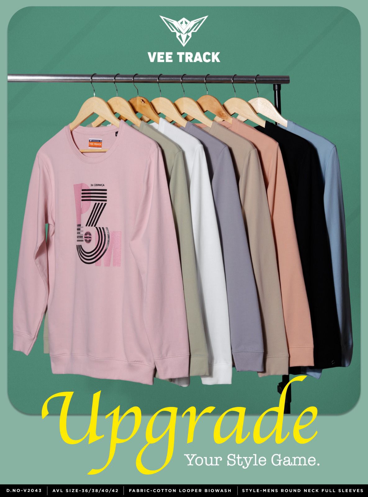 Vol No V2043 Vee Track Cotton Looper Mens Tshirts Exporter Ahmedabad