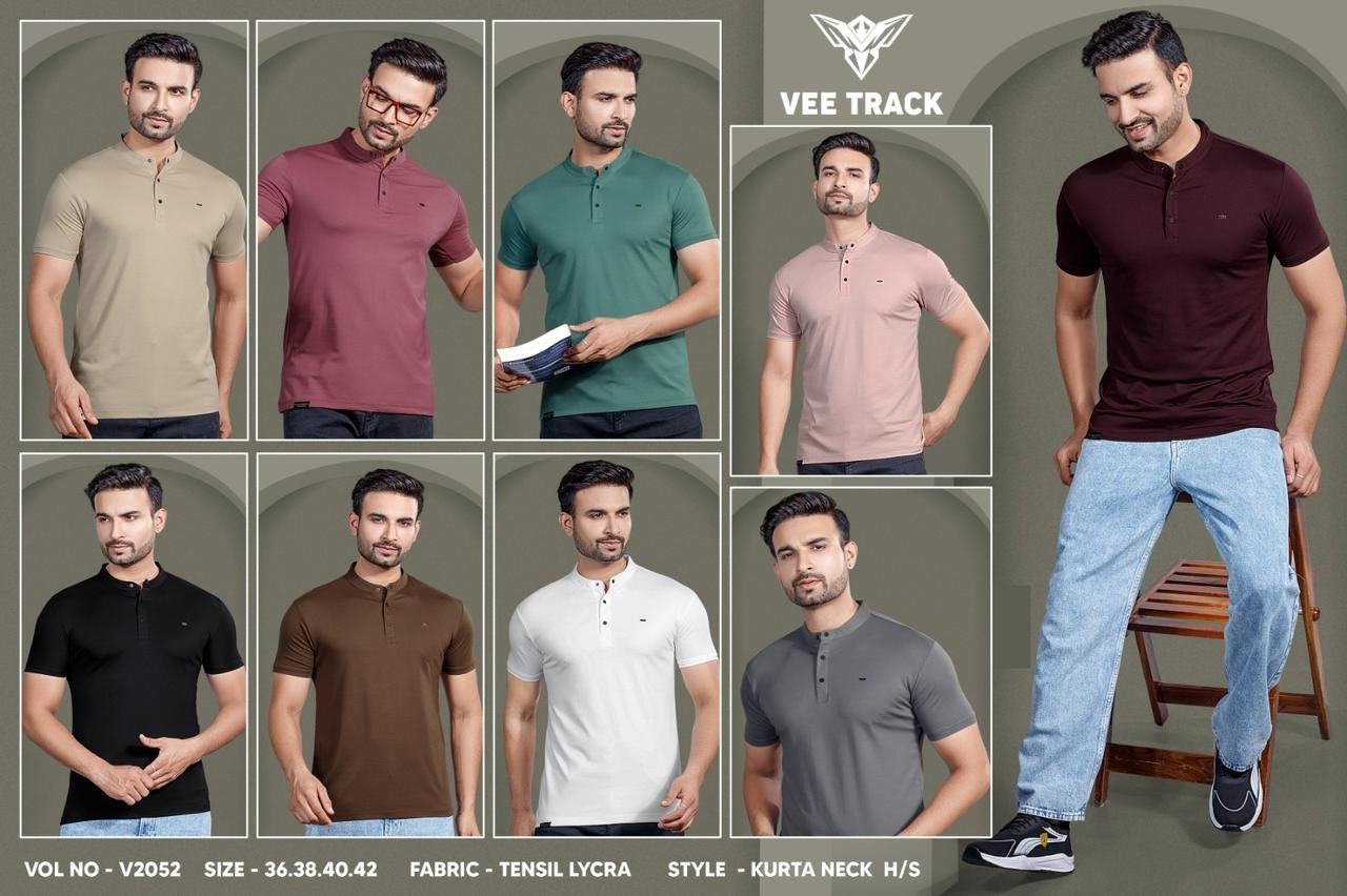 Vol No V2052 Vee Track Tencil Lycra Mens Tshirts Wholesale Price