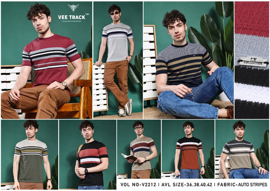 Vol No V2212 Vee Track Auto Stripes Mens Tshirts Exporter Ahmedabad