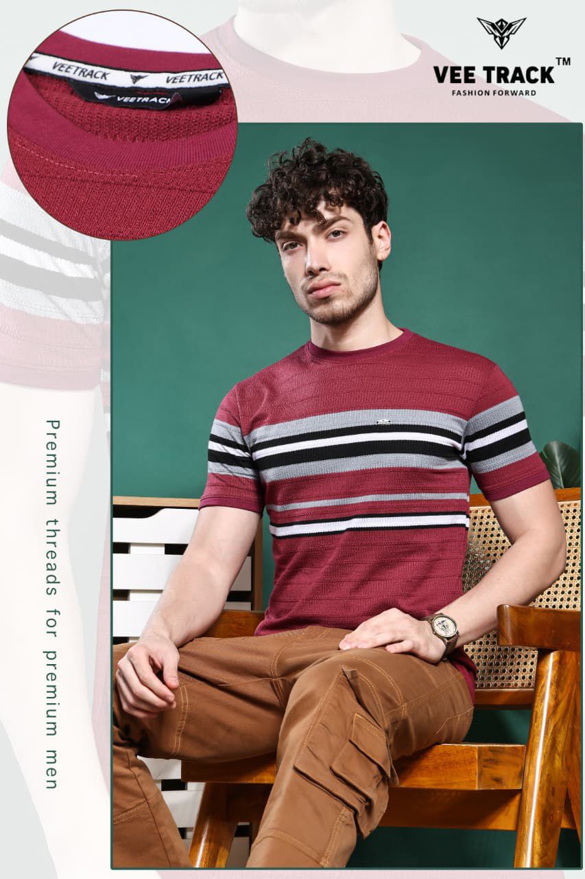 Vol No V2212 Vee Track Auto Stripes Mens Tshirts Exporter Ahmedabad