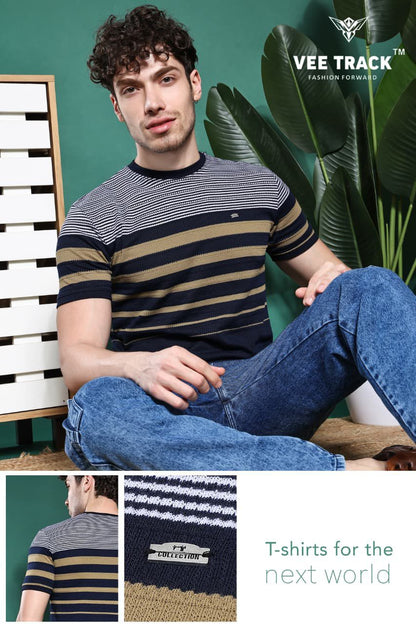 Vol No V2212 Vee Track Auto Stripes Mens Tshirts Exporter Ahmedabad