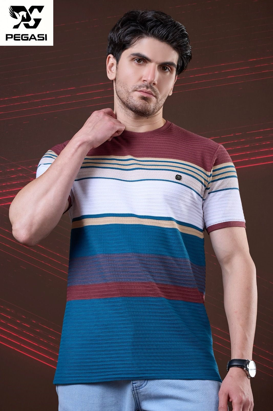 Vol P267 Pegasi Jacquard Mens Tshirts Manufacturer Gujarat