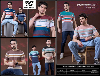 Vol P267 Pegasi Jacquard Mens Tshirts Manufacturer Gujarat