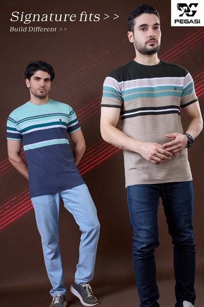 Vol P267 Pegasi Jacquard Mens Tshirts Manufacturer Gujarat