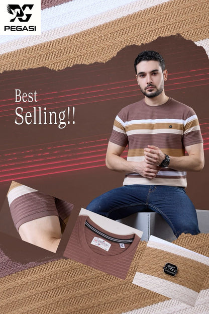 Vol P267 Pegasi Jacquard Mens Tshirts Manufacturer Gujarat