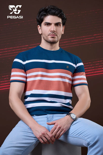 Vol P267 Pegasi Jacquard Mens Tshirts Manufacturer Gujarat