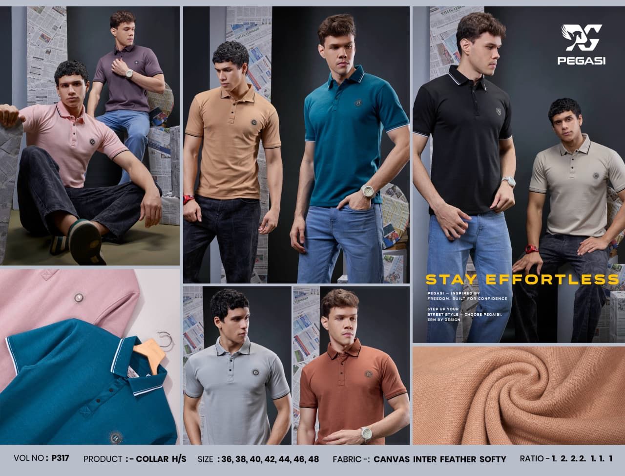 Vol P317 Pegasi Canvas Mens Tshirts Wholesaler