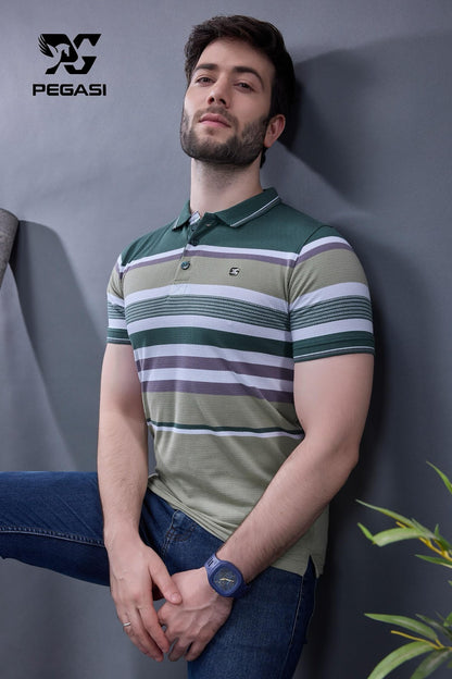 Vol P349 Pegasi Jacquard Mens Tshirts Wholesaler Gujarat