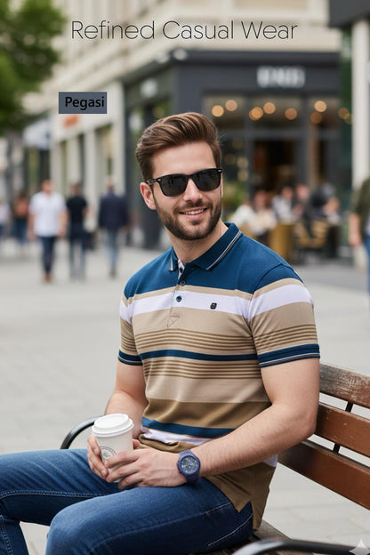 Vol P349 Pegasi Jacquard Mens Tshirts Wholesaler Gujarat