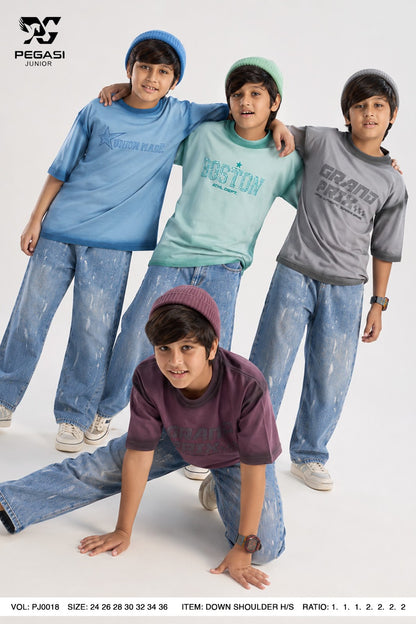 Vol Pj0018 Down Shoulder Pegasi Canvas Boys Tshirt Exporter Gujarat