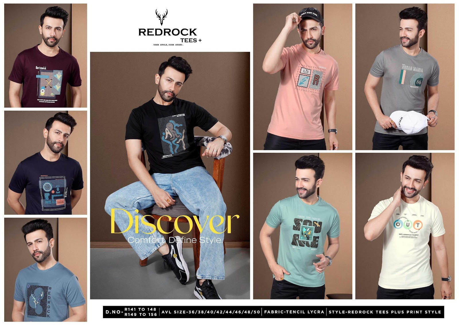Vol R 141-148 Redrock Tencil Lycra Mens Tshirts Manufacturer Gujarat