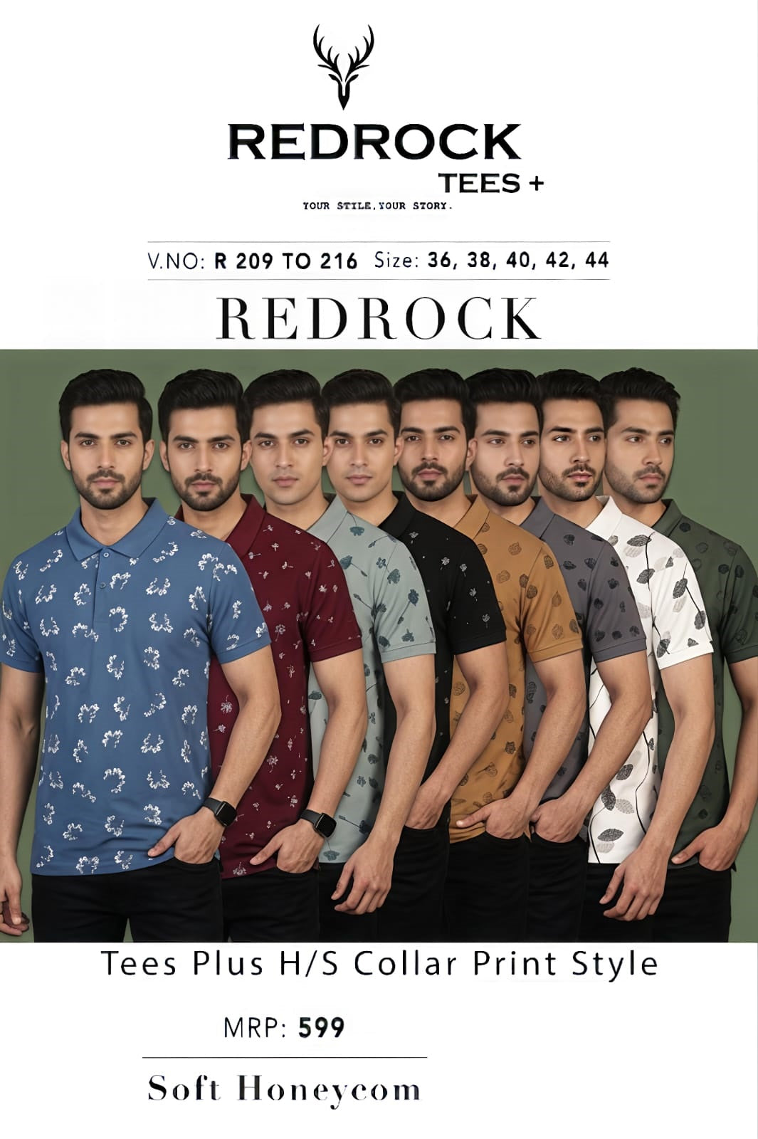 Vol R 209-216 Redrock Honey Comb Mens Tshirts Supplier Ahmedabad