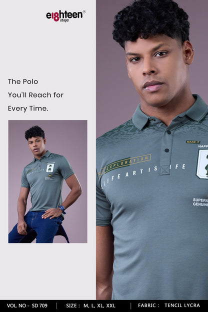 Vol Sd 709 Chest Prints Eighteen Steps Tencil Lycra Mens Tshirts Wholesale Price
