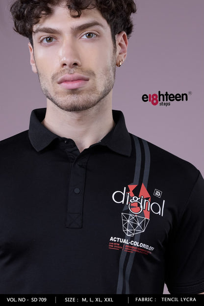 Vol Sd 709 Chest Prints Eighteen Steps Tencil Lycra Mens Tshirts Wholesale Price
