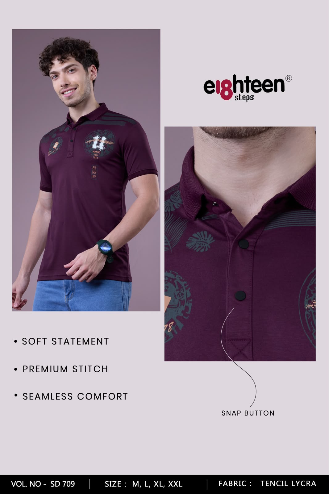 Vol Sd 709 Chest Prints Eighteen Steps Tencil Lycra Mens Tshirts Wholesale Price