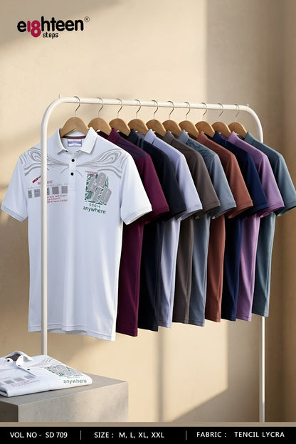 Vol Sd 709 Chest Prints Eighteen Steps Tencil Lycra Mens Tshirts Wholesale Price