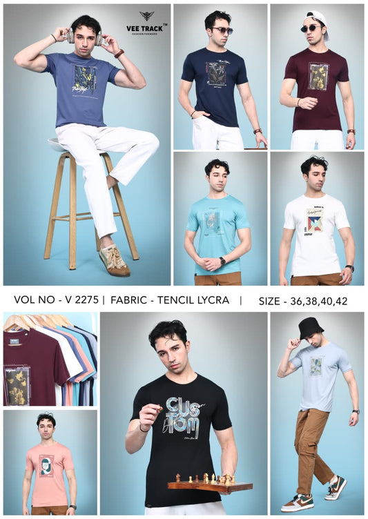 Vol V-2275 Vee Track Tencil Lycra Mens Tshirts Exporter