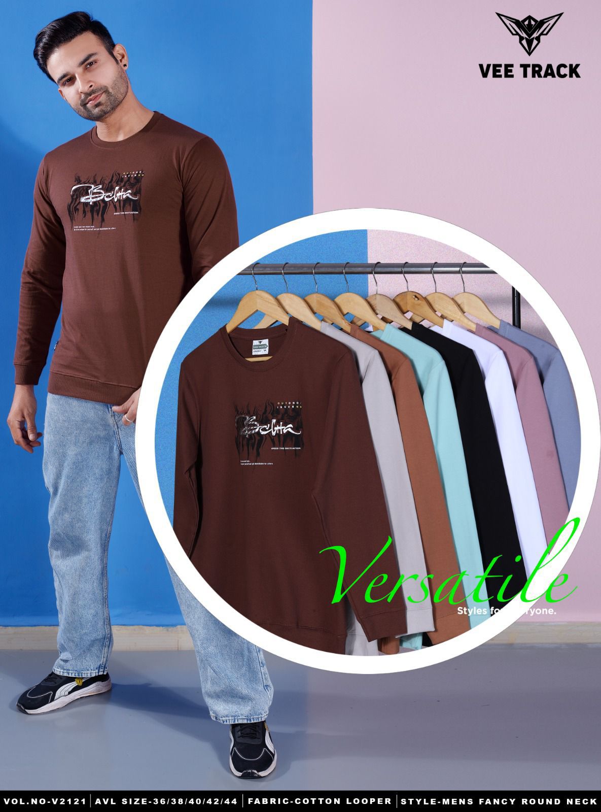 Vol V2121 Vee Track Cotton Looper Mens Tshirts Wholesale Price