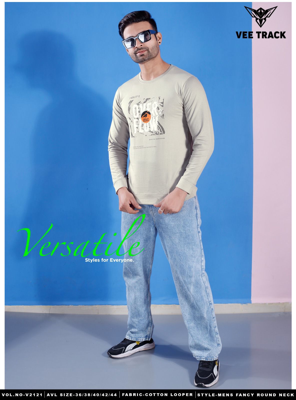 Vol V2121 Vee Track Cotton Looper Mens Tshirts Wholesale Price