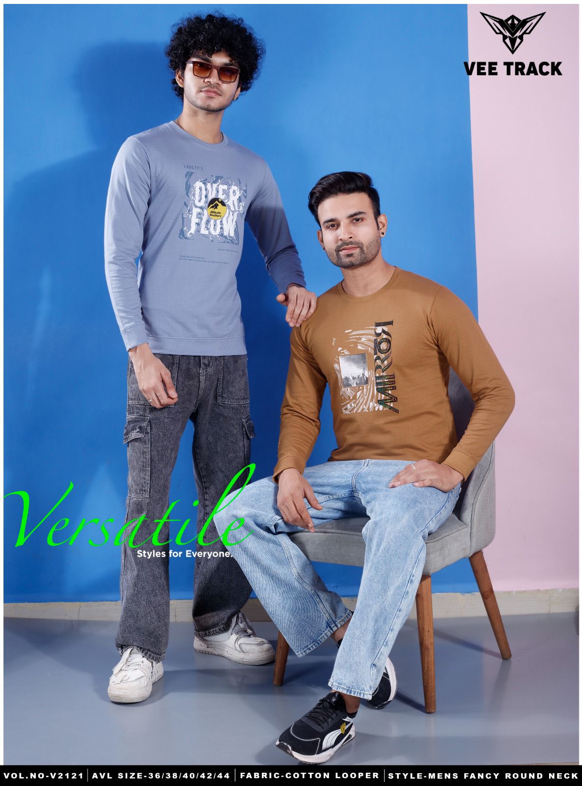 Vol V2121 Vee Track Cotton Looper Mens Tshirts Wholesale Price