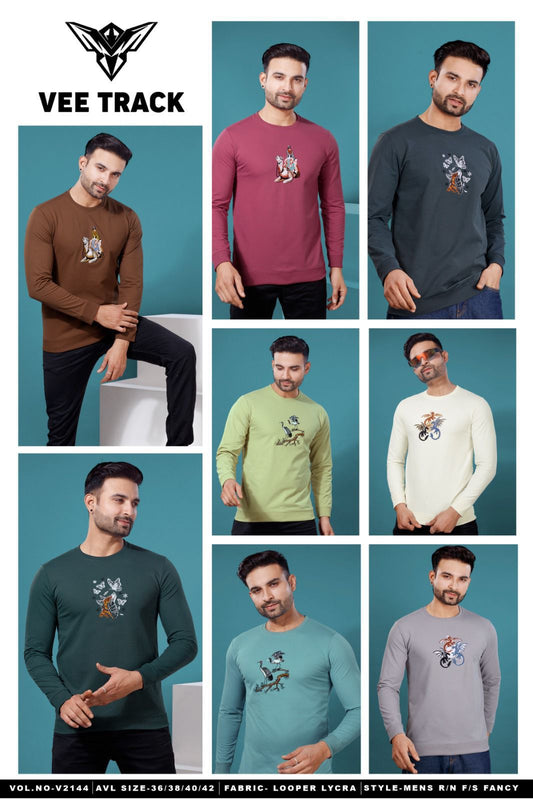 Vol V2144 Vee Track Lycra Looper Mens Tshirts Manufacturer India