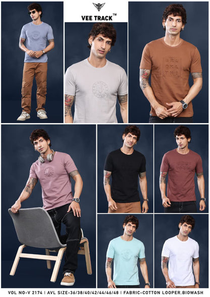 Vol V2174 Vee Track Cotton Looper Mens Tshirts Wholesale Price