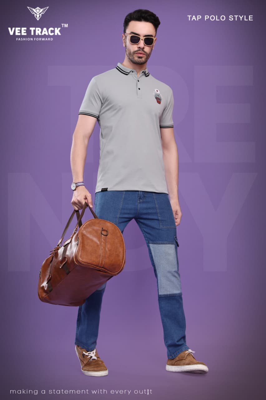 Vol V2191 Chest Embroidery Vee Track Cotton Mens Tshirts Supplier Ahmedabad