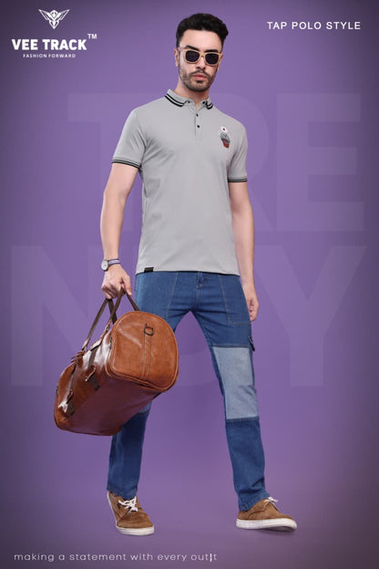 Vol V2191 Chest Embroidery Vee Track Cotton Mens Tshirts Supplier Ahmedabad