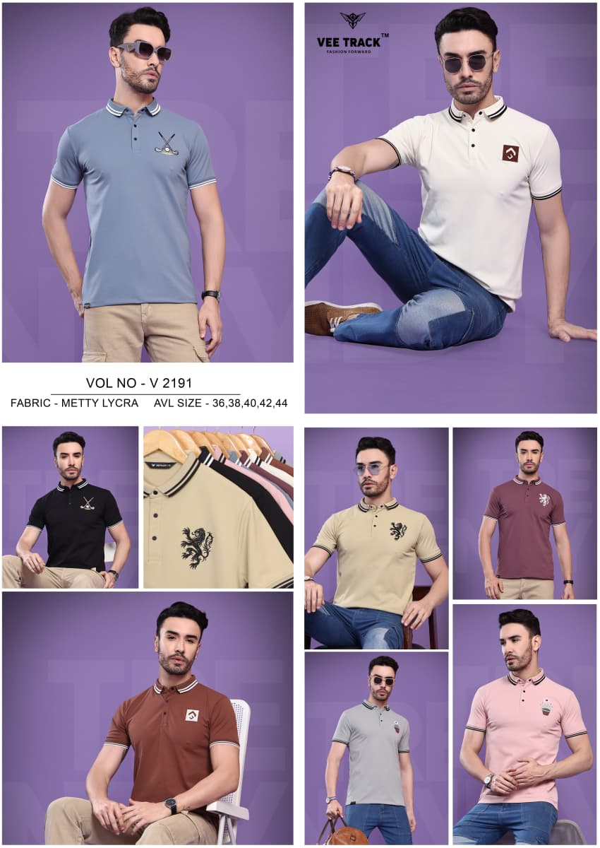 Vol V2191 Chest Embroidery Vee Track Cotton Mens Tshirts Supplier Ahmedabad