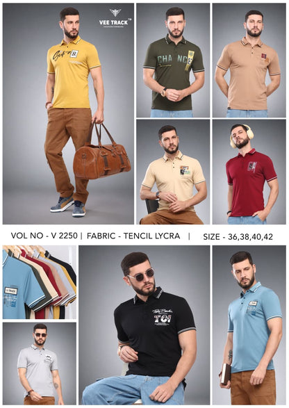 Vol V2250 Vee Track Tencil Lycra Mens Tshirts Supplier India
