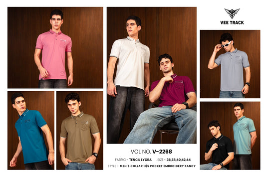 Vol V2268 Vee Track Tencil Lycra Mens Tshirts Wholesale Rate