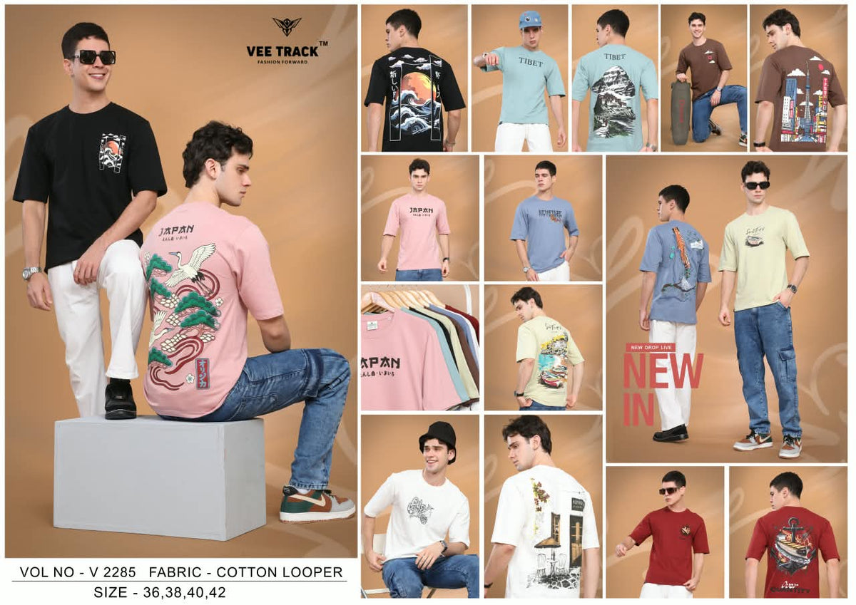 Vol V2285 Vee Track Cotton Looper Mens Tshirts Exporter Ahmedabad