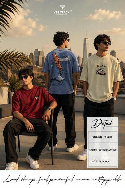 Vol V2285 Vee Track Cotton Looper Mens Tshirts Exporter Ahmedabad
