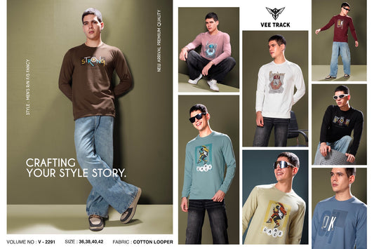 Vol V2291 Vee Track Cotton Looper Mens Tshirts Wholesaler