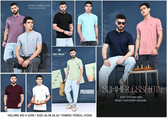 Vol V2298 Vee Track Tencil Lycra Mens Tshirts Manufacturer India