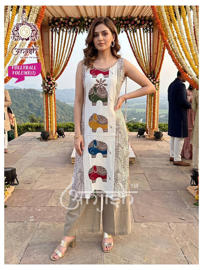 Vollyball Anjish Vetican Kurti Plazzo Set Exporter Gujarat