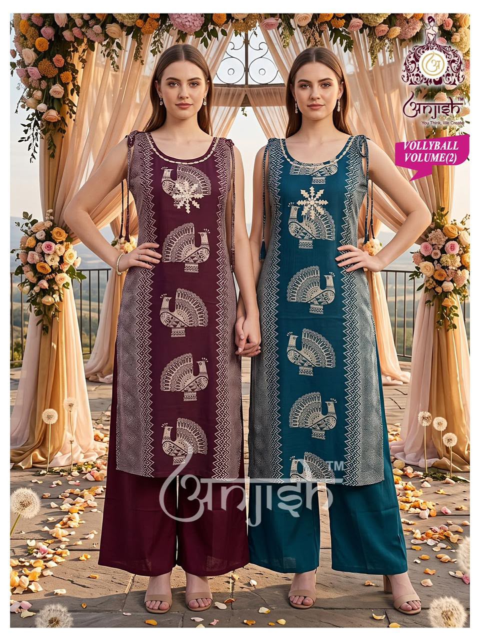 Vollyball Anjish Vetican Kurti Plazzo Set Exporter Gujarat