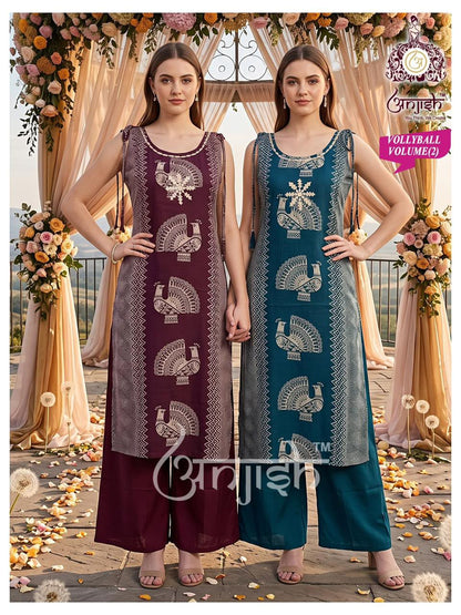 Vollyball Anjish Vetican Kurti Plazzo Set Exporter Gujarat