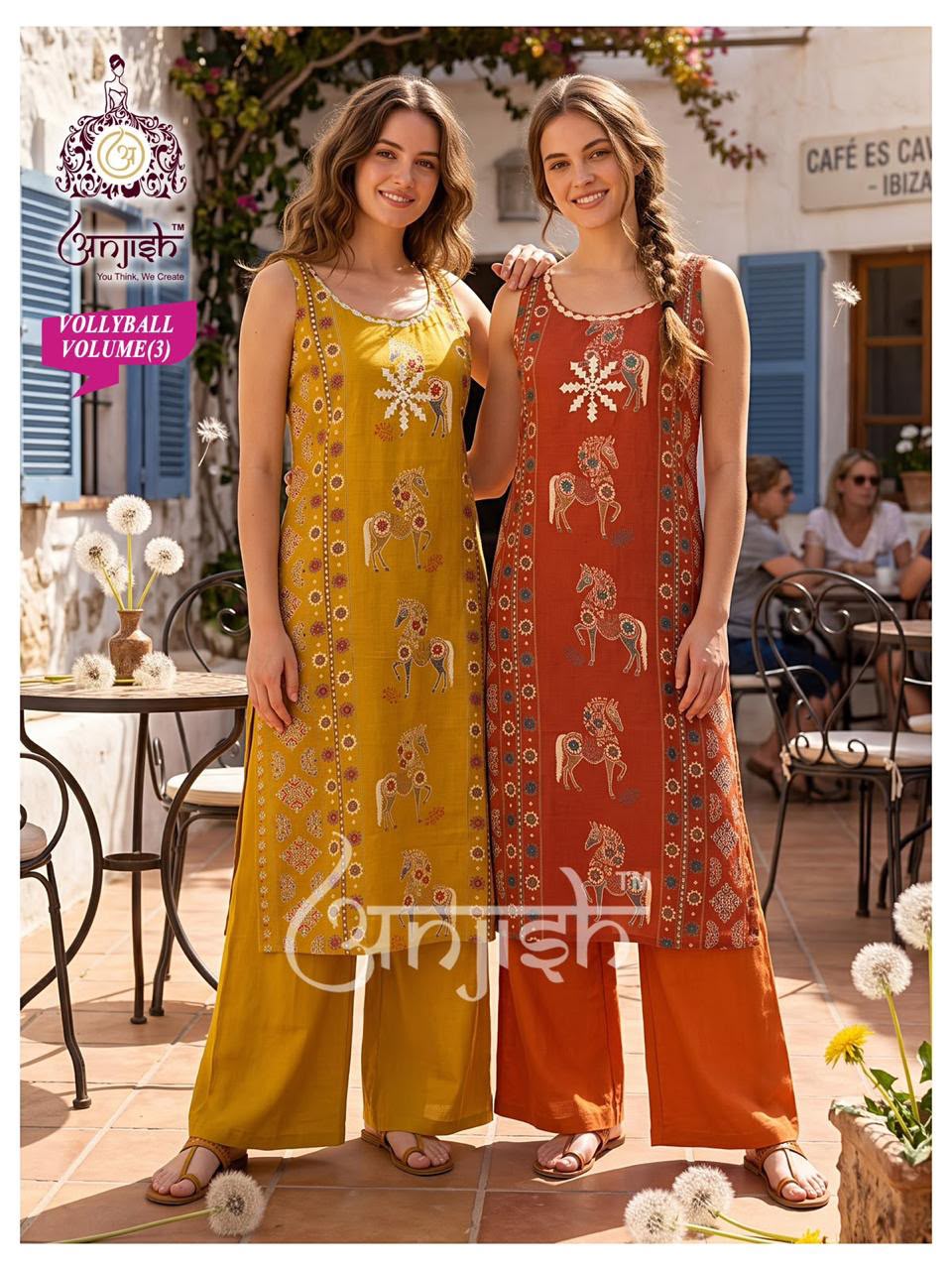 Vollyball Anjish Vetican Kurti Plazzo Set Exporter Gujarat