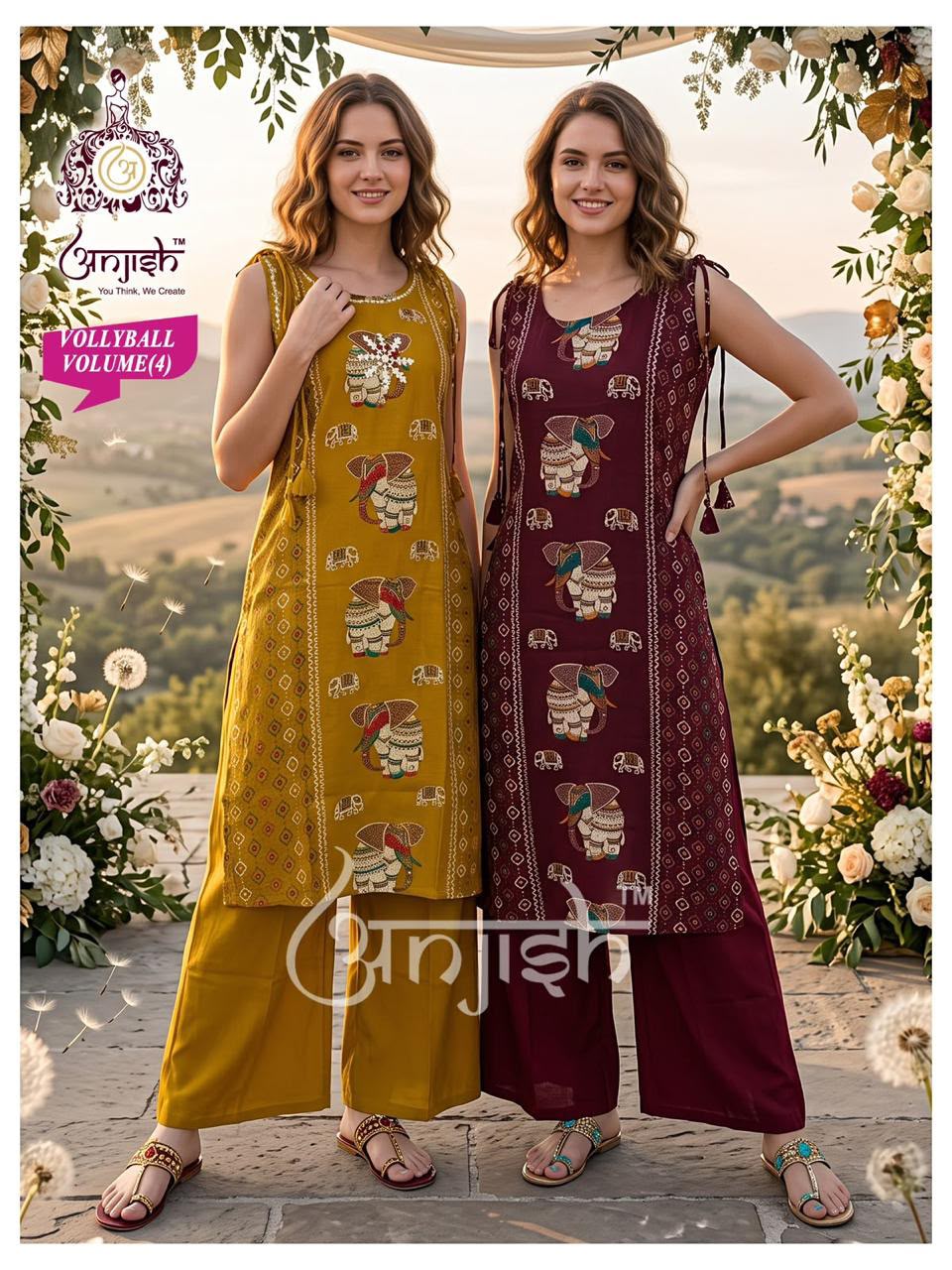 Vollyball Anjish Vetican Kurti Plazzo Set Exporter Gujarat