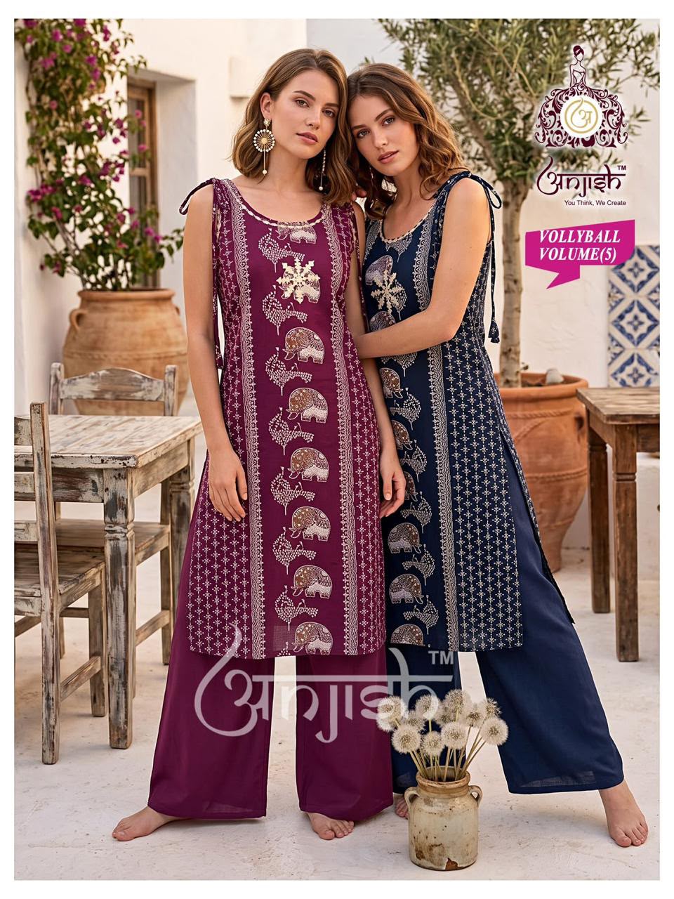 Vollyball Anjish Vetican Kurti Plazzo Set Exporter Gujarat