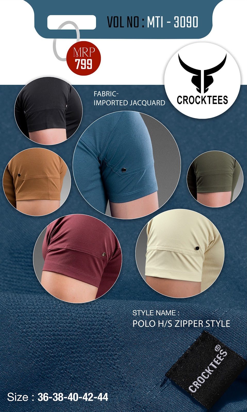 Volo Mti 3090 Zip Style Crocktees Imported Mens Tshirts Wholesale Price