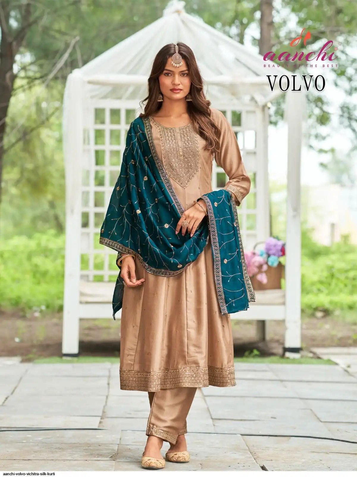 Volvo 2025 Aanchi Vichitra Silk Readymade Pant Style Suits Wholesale Price