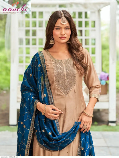 Volvo 2025 Aanchi Vichitra Silk Readymade Pant Style Suits Wholesale Price