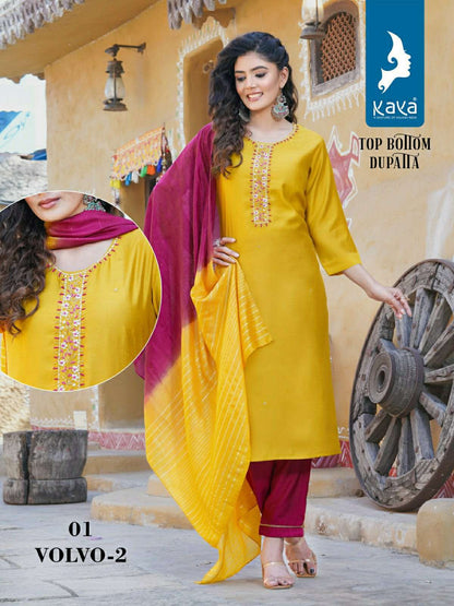 Volvo Vol 2 Kaya Roman Silk Readymade Pant Style Suits Wholesale