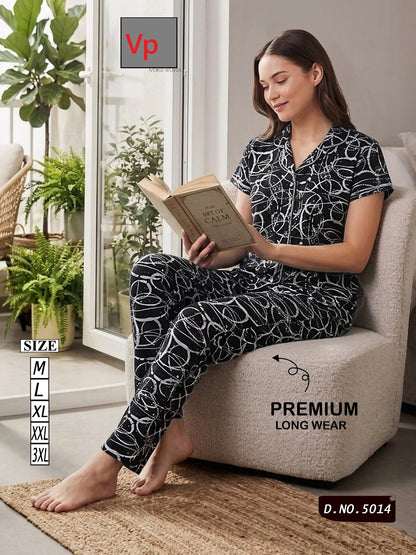2703 Design 5014 Vp Hosiery Cotton Collar Night Suits Supplier India