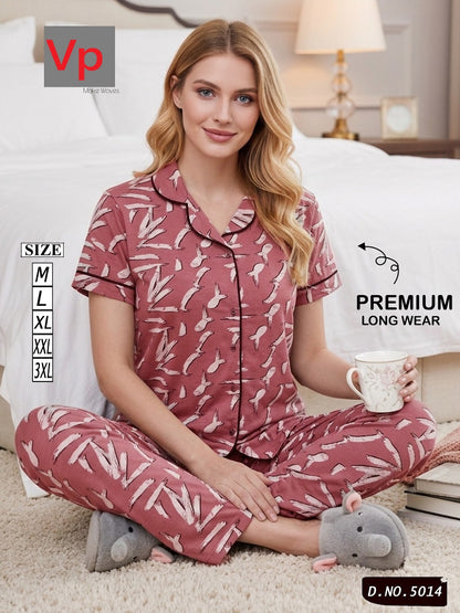 2703 Design 5014 Vp Hosiery Cotton Collar Night Suits Supplier India
