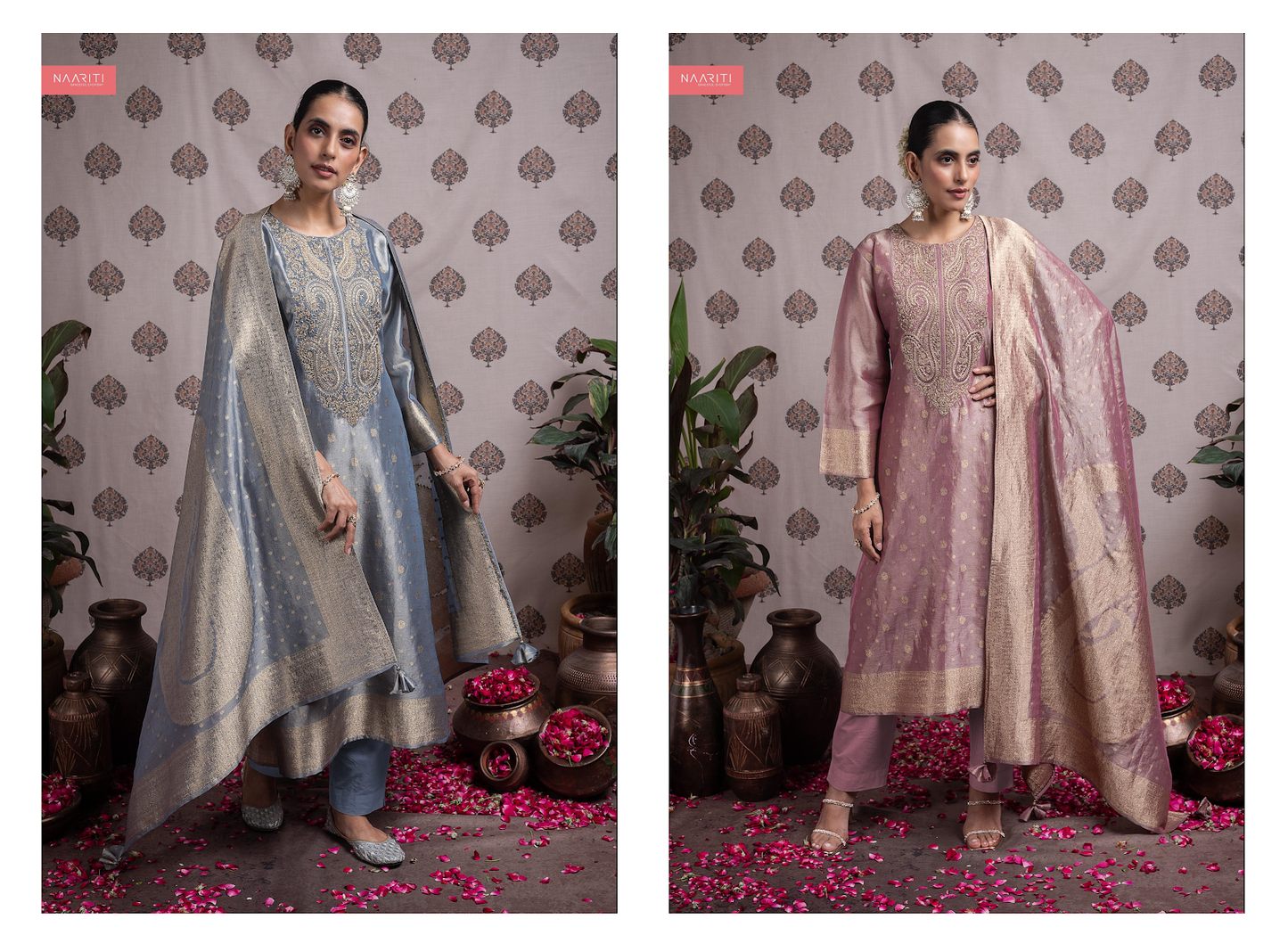 Vraaya Naariti Kanjivaram Silk Pant Style Suits Wholesale Price