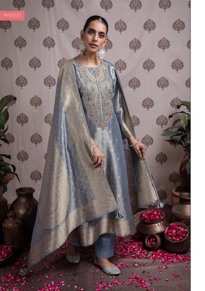 Vraaya Naariti Kanjivaram Silk Pant Style Suits Wholesale Price
