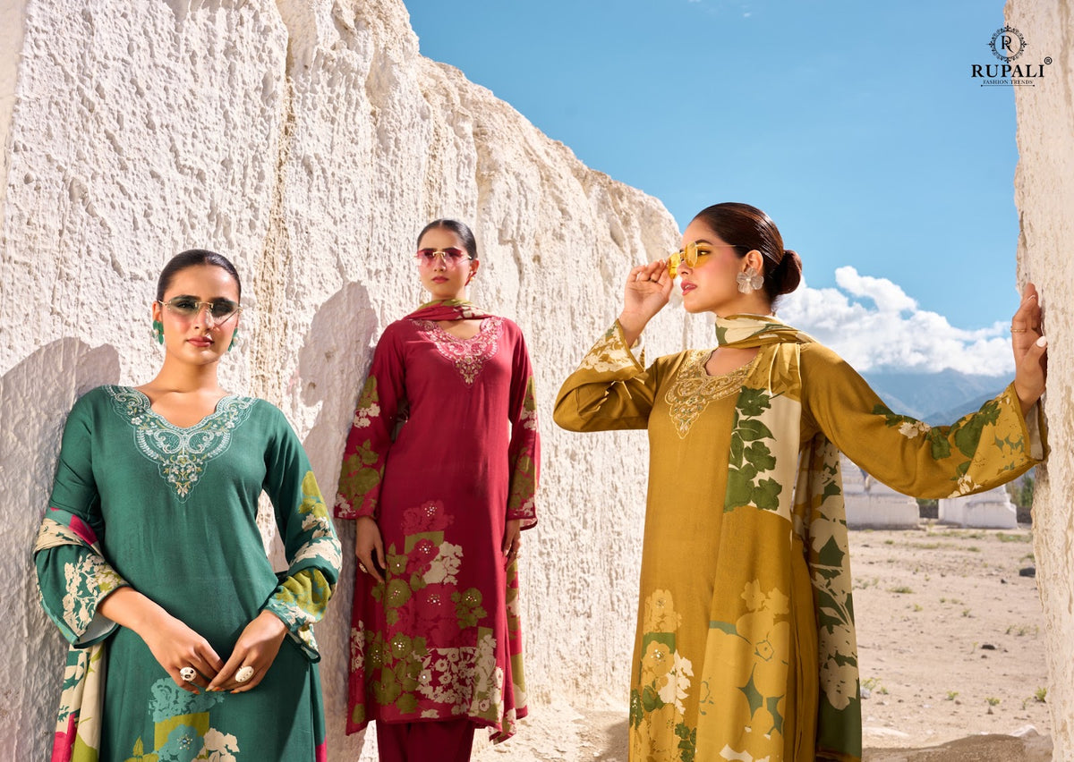 Vrinda Rupali Viscose Pashmina Suits Wholesaler